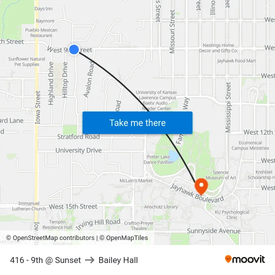 416 - 9th @ Sunset to Bailey Hall map