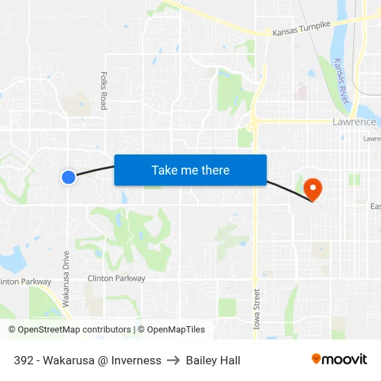 392 - Wakarusa @ Inverness to Bailey Hall map