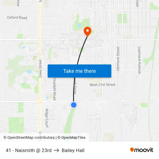 41 - Naismith @ 23rd to Bailey Hall map