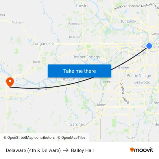 Delaware  (4th & Delware) to Bailey Hall map