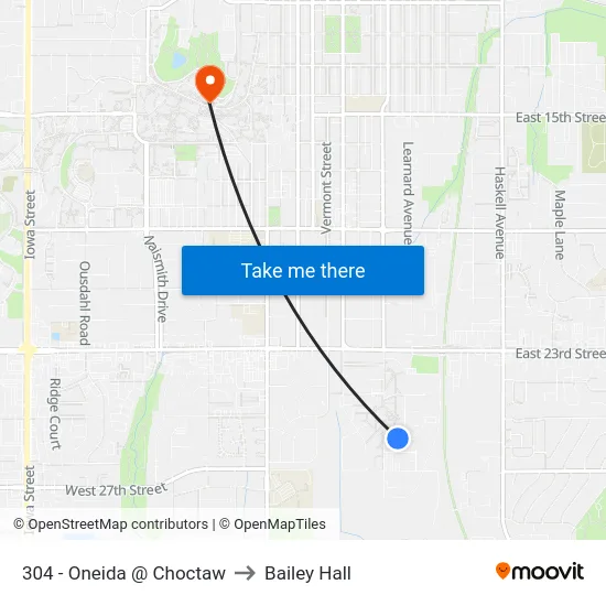 304 - Oneida @ Choctaw to Bailey Hall map