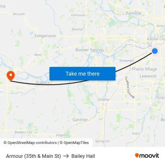 Armour (35th & Main St) to Bailey Hall map