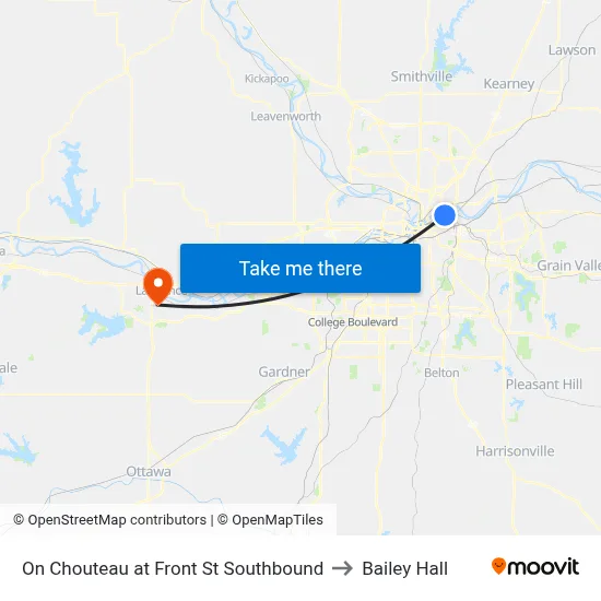 On Chouteau at Front St Southbound to Bailey Hall map