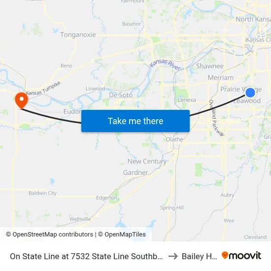 On State Line at 7532 State Line Southbound to Bailey Hall map