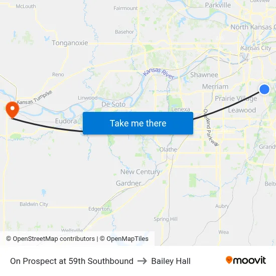 On Prospect at 59th Southbound to Bailey Hall map