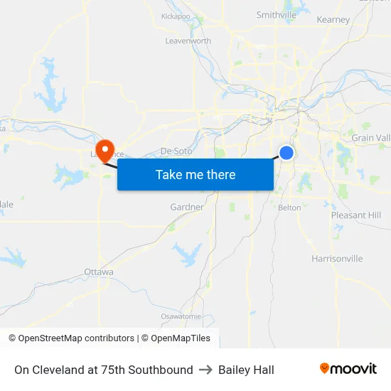 On Cleveland at 75th Southbound to Bailey Hall map