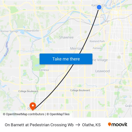 On Barnett at Pedestrian Crossing Wb to Olathe, KS map