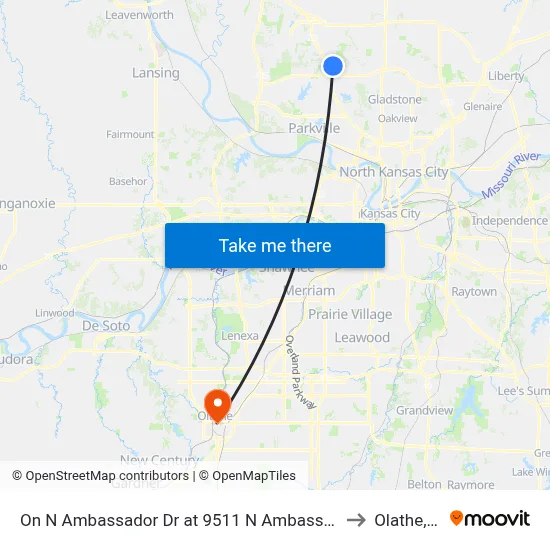 On N Ambassador Dr at 9511 N Ambassador Nb to Olathe, KS map