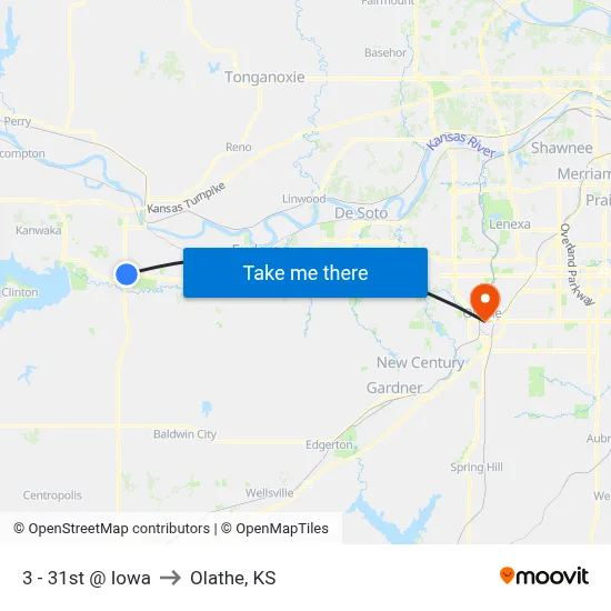 3 - 31st @ Iowa to Olathe, KS map