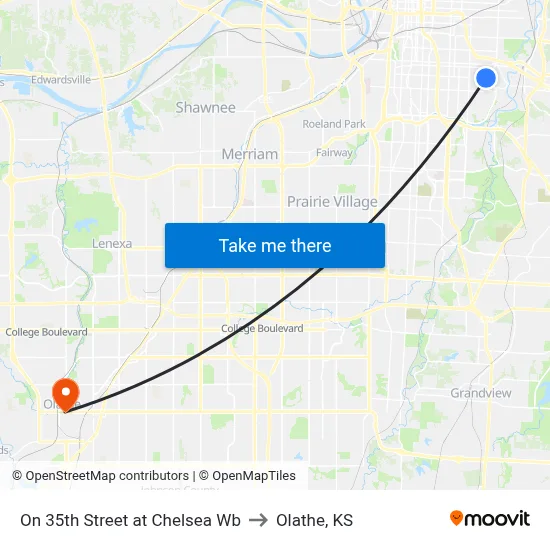On 35th Street at Chelsea Wb to Olathe, KS map