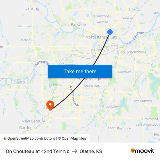 On Chouteau at 42nd Terr Nb to Olathe, KS map