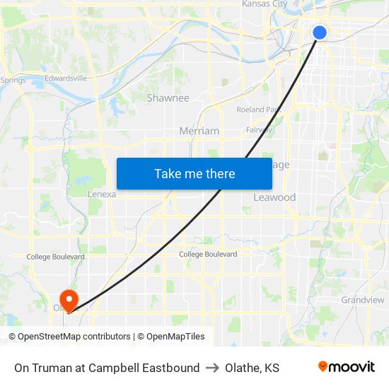 On Truman at Campbell Eastbound to Olathe, KS map