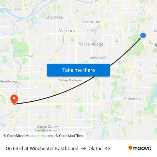 On 63rd at Winchester Eastbound to Olathe, KS map