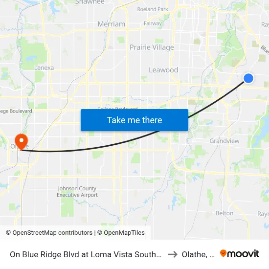 On Blue Ridge Blvd at Loma Vista Southbound to Olathe, KS map