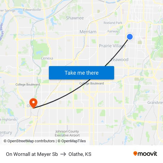 On Wornall at Meyer Sb to Olathe, KS map
