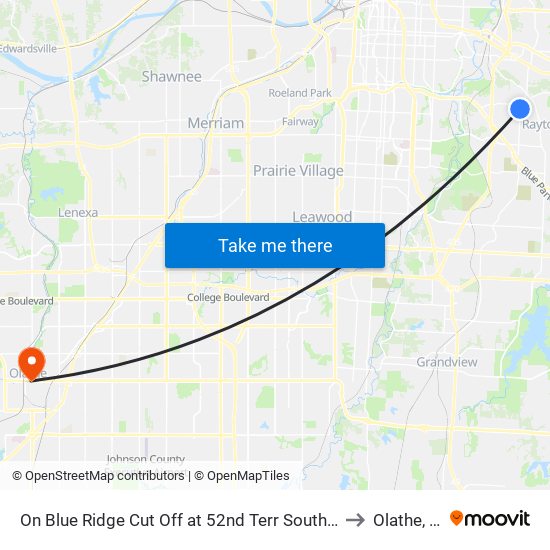 On Blue Ridge Cut Off at 52nd Terr Southbound to Olathe, KS map