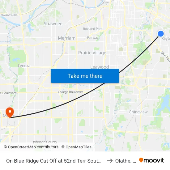 On Blue Ridge Cut Off at 52nd Terr Southbound to Olathe, KS map