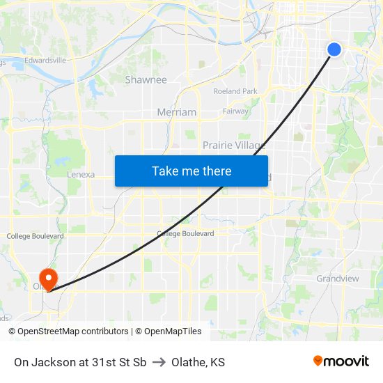 On Jackson at 31st St Sb to Olathe, KS map