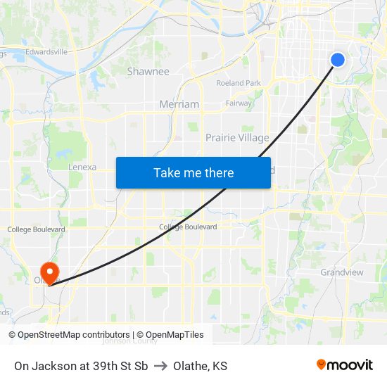 On Jackson at 39th St Sb to Olathe, KS map