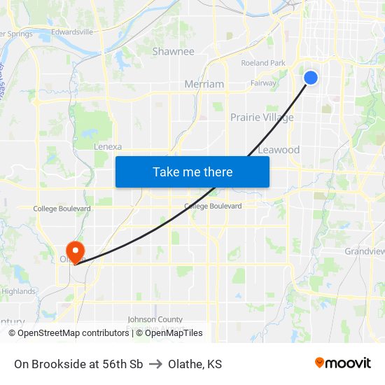 On Brookside at 56th Sb to Olathe, KS map
