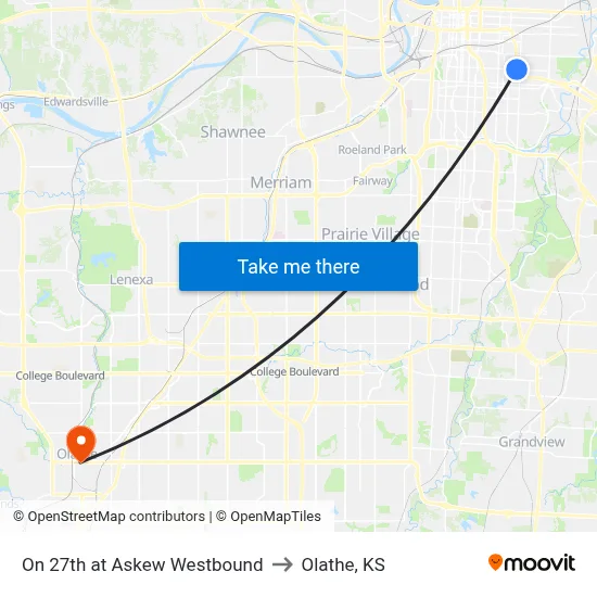 On 27th at Askew Westbound to Olathe, KS map