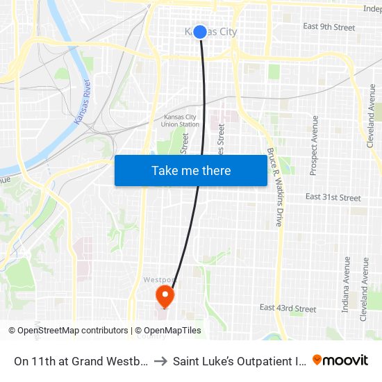 On 11th at Grand Westbound Nearside to Saint Luke’s Outpatient Infusion Center map