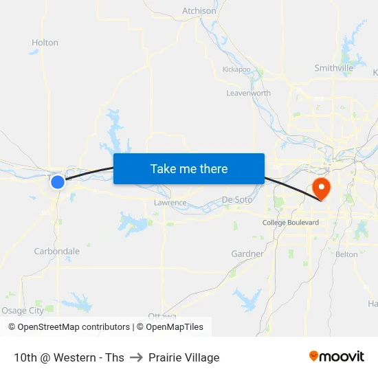 10th @ Western - Ths to Prairie Village map