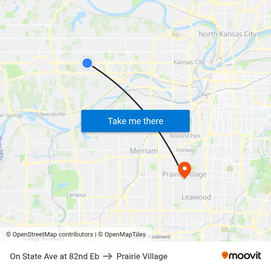 On State Ave at 82nd Eb to Prairie Village map
