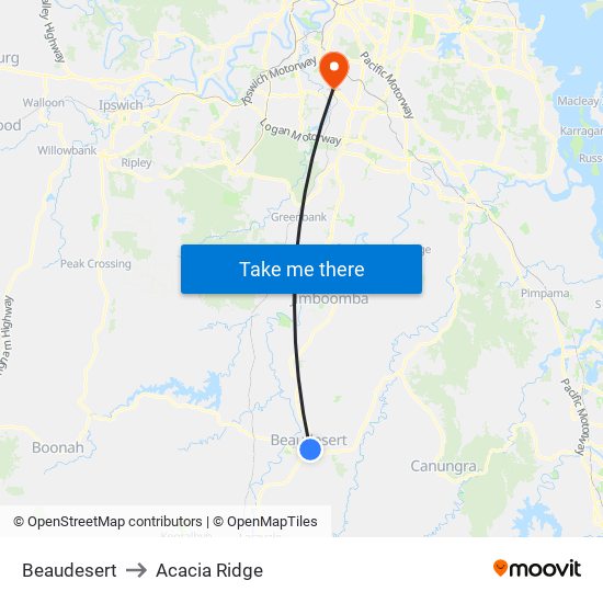 Beaudesert to Acacia Ridge map