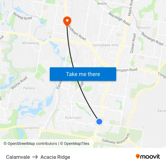 Calamvale to Acacia Ridge map