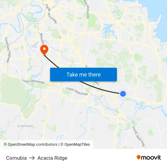 Cornubia to Acacia Ridge map