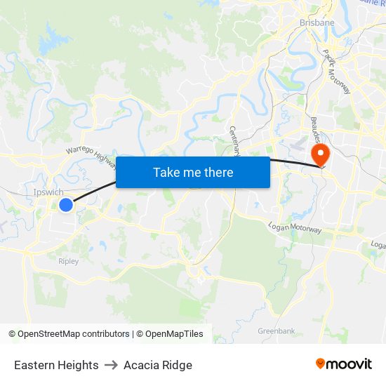 Eastern Heights to Acacia Ridge map