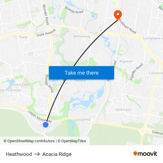 Heathwood to Acacia Ridge map