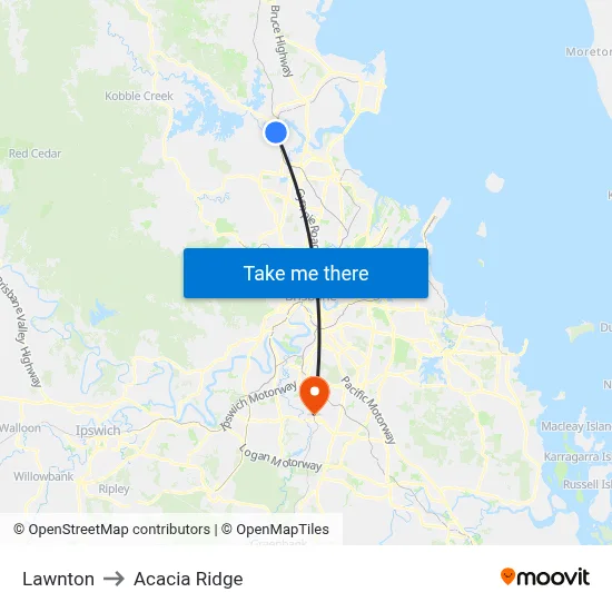 Lawnton to Acacia Ridge map