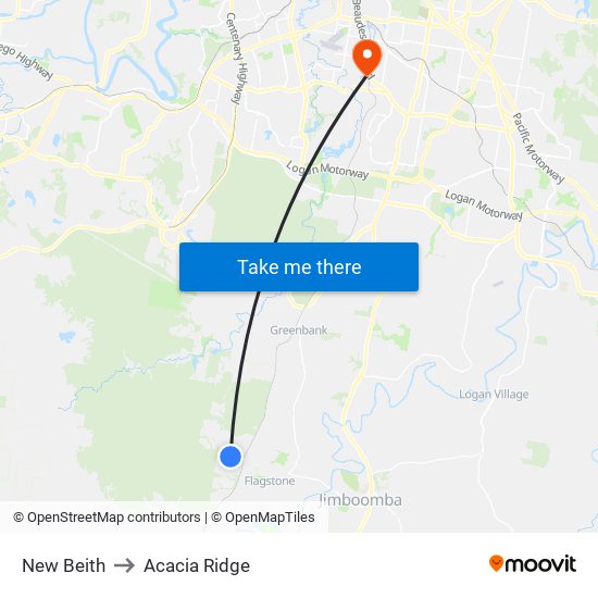 New Beith to Acacia Ridge map