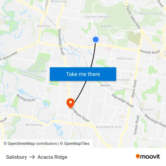 Salisbury to Acacia Ridge map