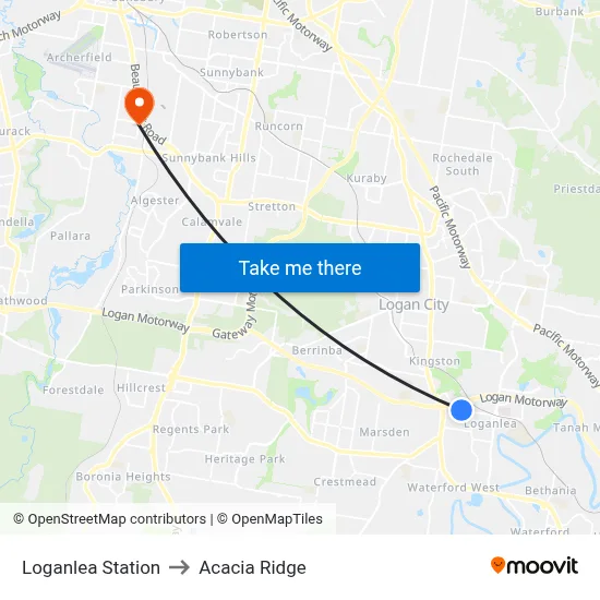 Loganlea Station to Acacia Ridge map