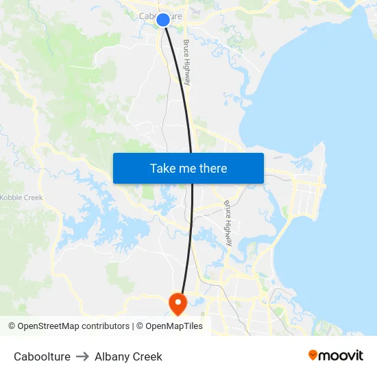 Caboolture to Albany Creek map