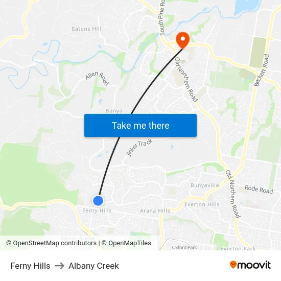 Ferny Hills to Albany Creek map