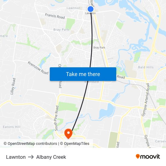 Lawnton to Albany Creek map