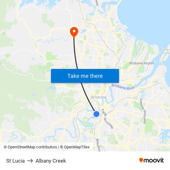 St Lucia to Albany Creek map