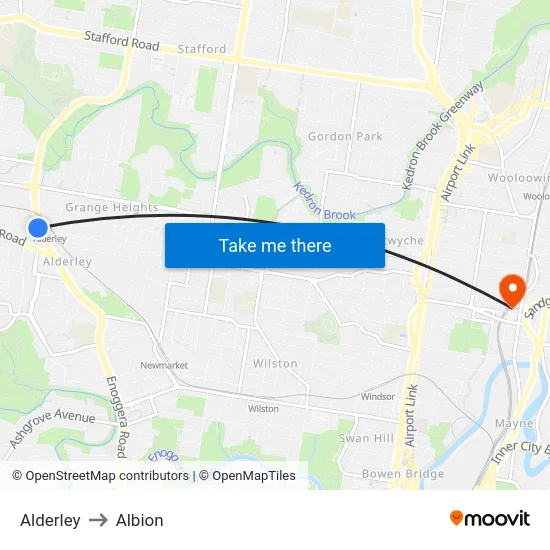 Alderley to Albion map