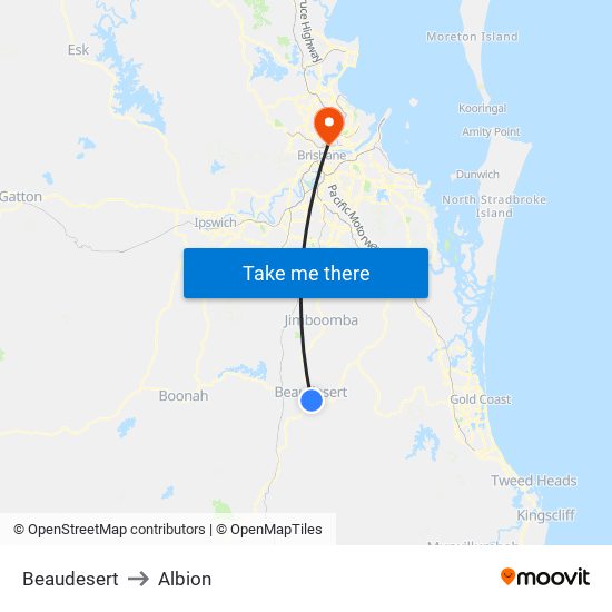 Beaudesert to Albion map