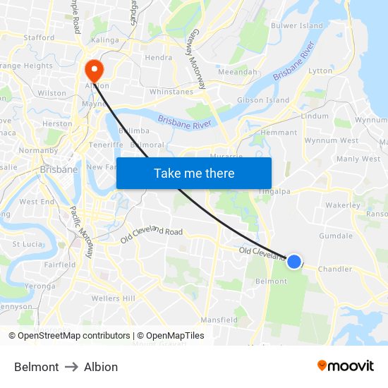 Belmont to Albion map