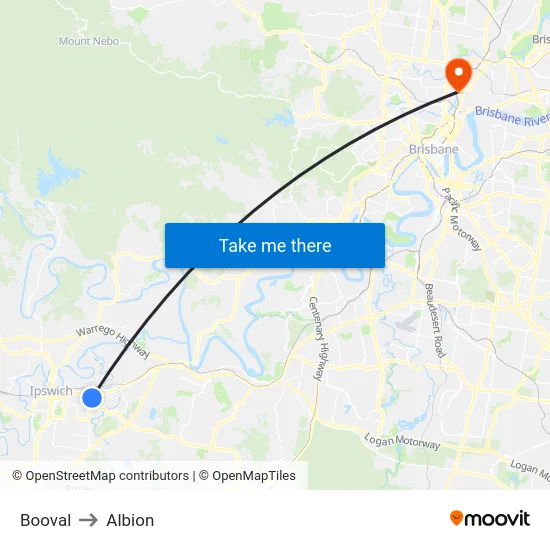 Booval to Albion map