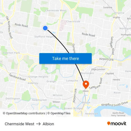 Chermside West to Albion map