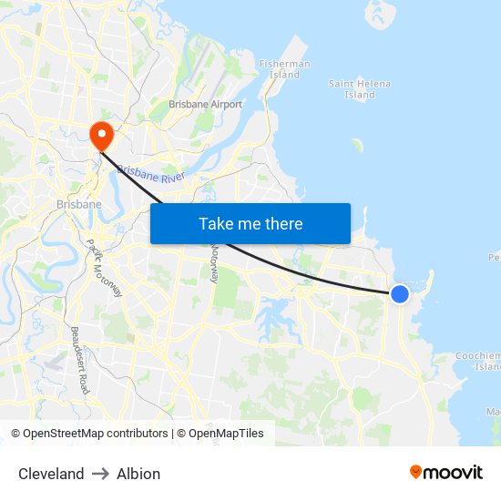 Cleveland to Albion map