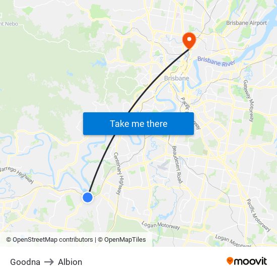 Goodna to Albion map