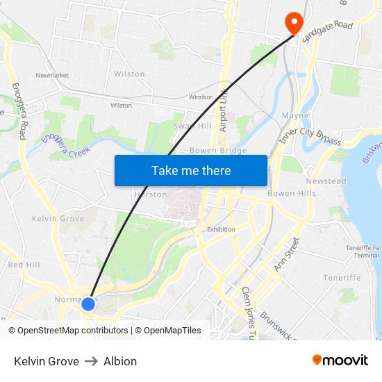 Kelvin Grove to Albion map