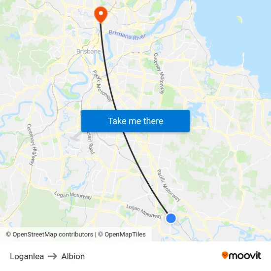 Loganlea to Albion map